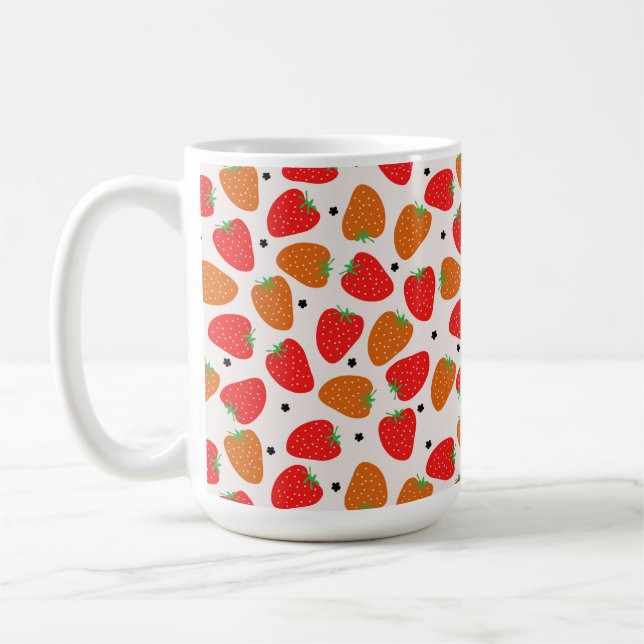 Strawberries on white coffee mug (Left)