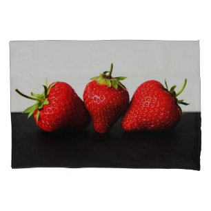 Strawberries On White Over Black bedpccn Pillowcase