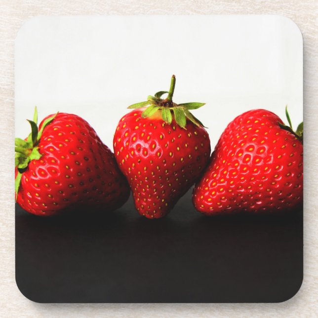 Strawberries On White Over Black coastercna Coaster (Front)