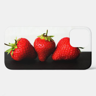 Strawberries On White Over Black iphcnm iPhone 12 Case
