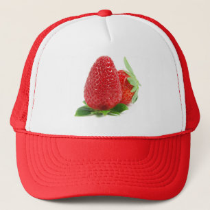 Strawberries on white trucker hat