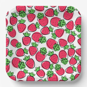 Strawberries paper plate