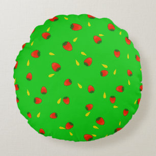 Strawberries pattern round pillow