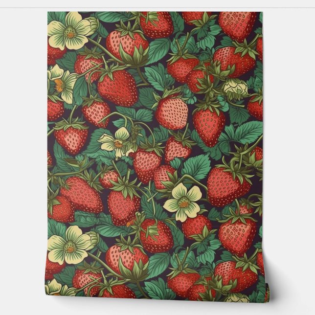 Strawberries Pattern Wallpaper (Unrolling)