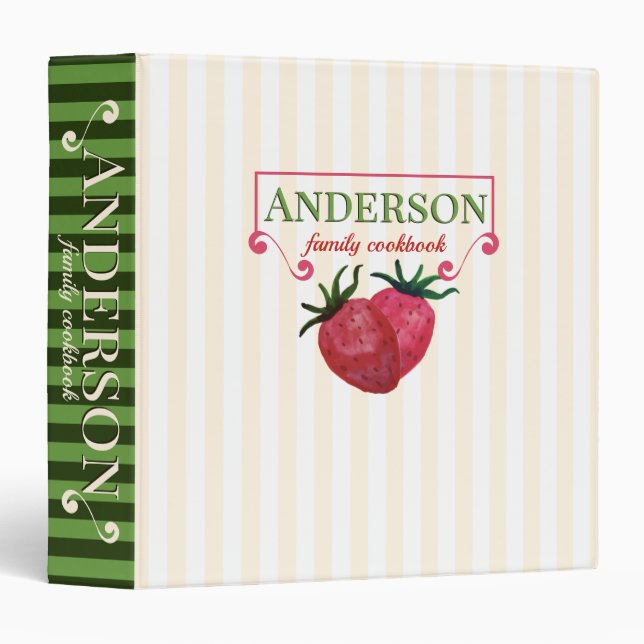 Strawberries personalized cooking cookbook recipe binder (Front/Spine)