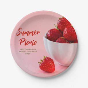 Strawberries Photo Summer Picnic Family Reunion Paper Plate