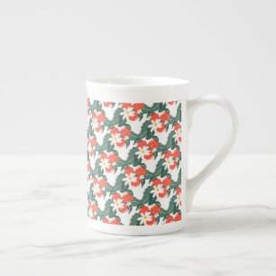 Strawberries Picking Patch Pattern Hand Drawn Bone China Mug