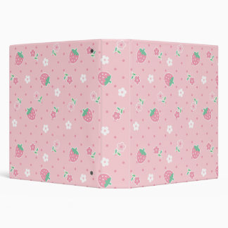 Strawberries Pink Flowers Dots Kawaii Cute Pastel Binder