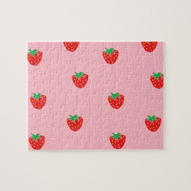 Strawberries Pink Jigsaw Puzzle (Horizontal)