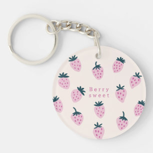 Strawberries pink keychain