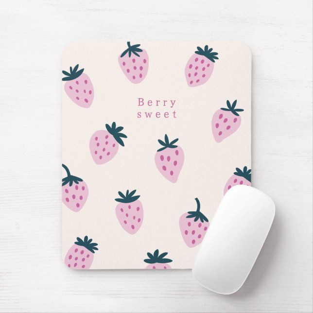 Strawberries pink  mouse pad (With Mouse)