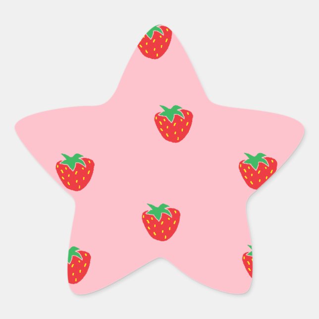 Strawberries Pink Star Sticker (Front)