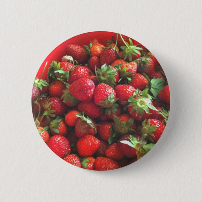 Strawberries red fruit photo 2 inch round button (Front)