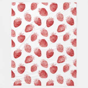 Strawberries Red White Dots Fleece Blanket