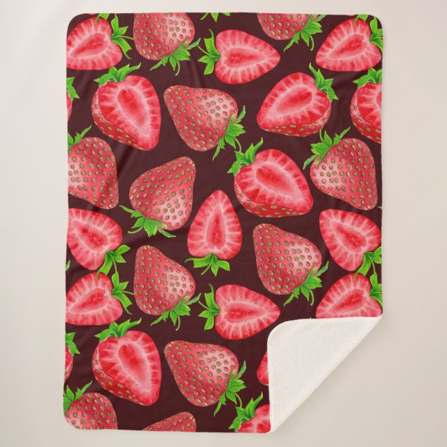 Strawberries Sherpa Blanket (Front)