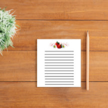 Strawberries Small Dark Lined Notepad