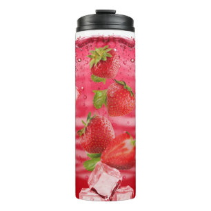 Strawberries Summer Drink With Ice Cubes  Thermal Tumbler