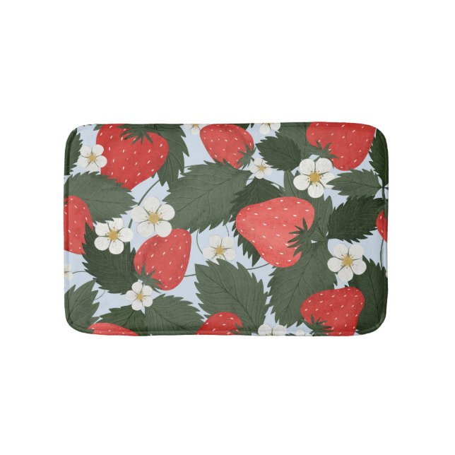 Strawberries: summer fruit pattern design. bath mat (Front)