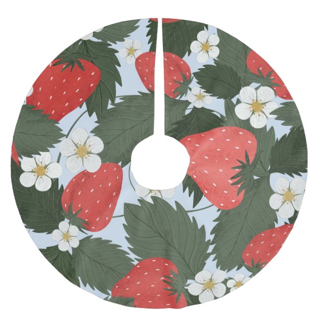 Strawberries: summer fruit pattern design. brushed polyester tree skirt (Front)