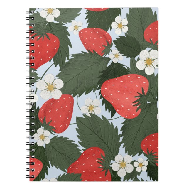 Strawberries: summer fruit pattern design. notebook (Front)