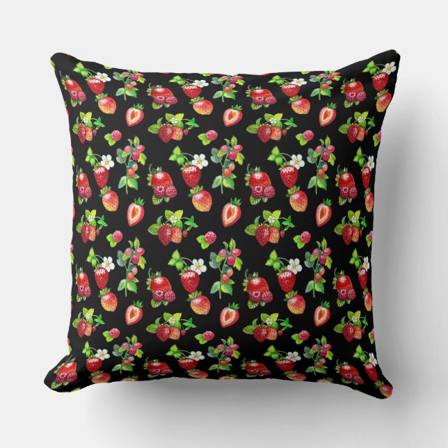 STRAWBERRIES THROW PILLOW (Front)