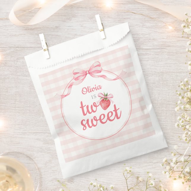Strawberries Two Sweet 2nd Birthday  Favour Bag (Clipped)