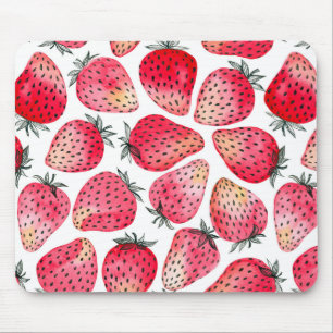 Strawberries watercolor and ink mouse pad