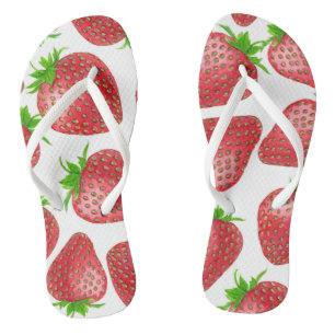 Strawberries watercolor pattern flip flops