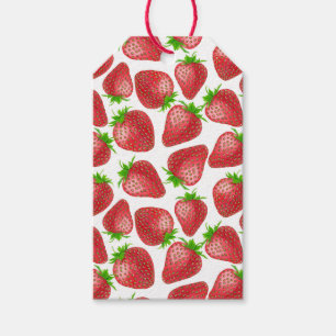 Strawberries watercolor pattern gift tags