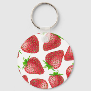 Strawberries watercolor pattern keychain