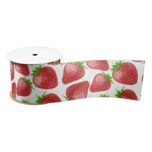 Strawberries watercolor pattern satin ribbon
