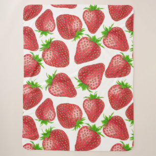 Strawberries watercolor pattern sherpa blanket