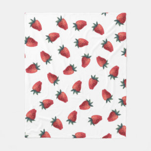Strawberries Watercolor: Playful Seamless Pattern Fleece Blanket