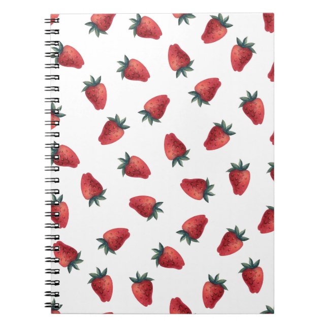 Strawberries Watercolor: Playful Seamless Pattern Notebook (Front)