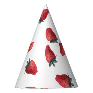 Strawberries Watercolor: Playful Seamless Pattern Party Hat