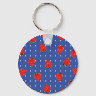 strawberries with dots keychain