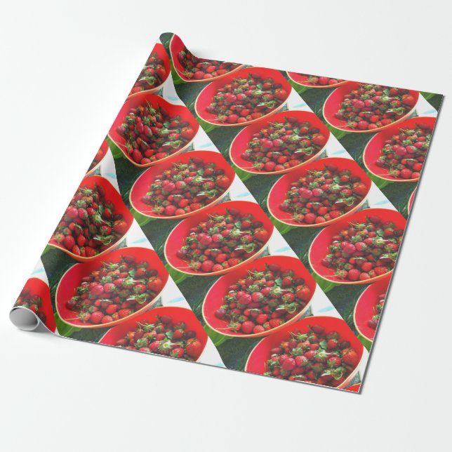 Strawberries Wrapping Paper (Unrolled)