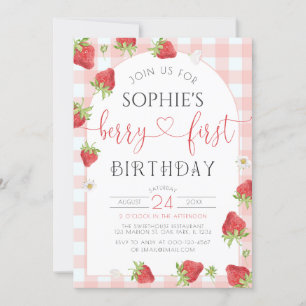 Strawberry 1st Birthday Berry First Birthday  Invitation