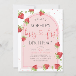 Strawberry 1st Birthday Berry First Birthday  Invitation