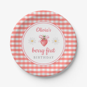Strawberry 1st Birthday Berry First Birthday Paper Plate