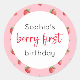 Strawberry 1st Birthday Berry First Classic Round Sticker
