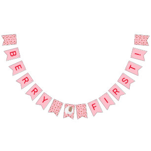 Strawberry 1st Birthday Berry First Photo Bunting Flags