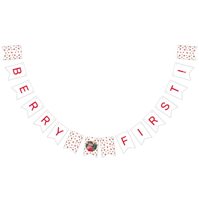 Strawberry 1st Birthday Berry First Photo Bunting Flags (All)