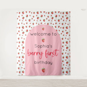 Strawberry 1st Birthday Berry First Tapestry