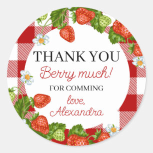 Strawberry 1st birthday Berry Sweet Classic Round Sticker