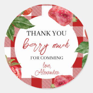 Strawberry 1st birthday Berry Sweet Classic Round Sticker