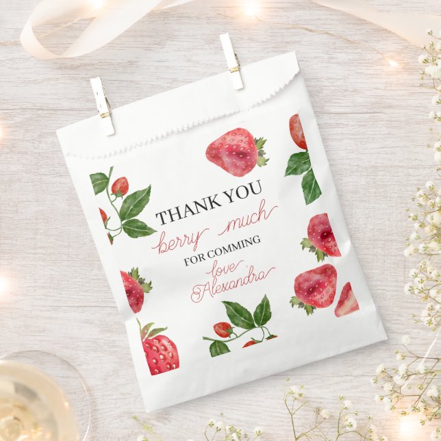 Strawberry 1st birthday Berry Sweet Favour Bag (Clipped)