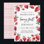 Strawberry 1st Birthday Invite First Berry Sweet<br><div class="desc">♥ A fun invitation for your little ones birthday party! Strawberry Theme. ★ Easily PERSONALIZE this design with your details! ★ If you need coordinating MATCHING ITEMS, please check our matching collection or shop. Do you have any questions about our designs or if you can't find what you are looking...</div>