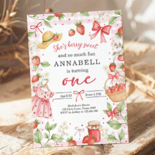 Strawberry 1st Birthday Invite First Berry Sweet