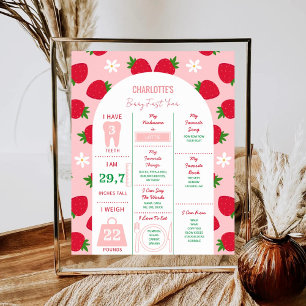 Strawberry 1st Birthday Party Berry First Birthday Poster